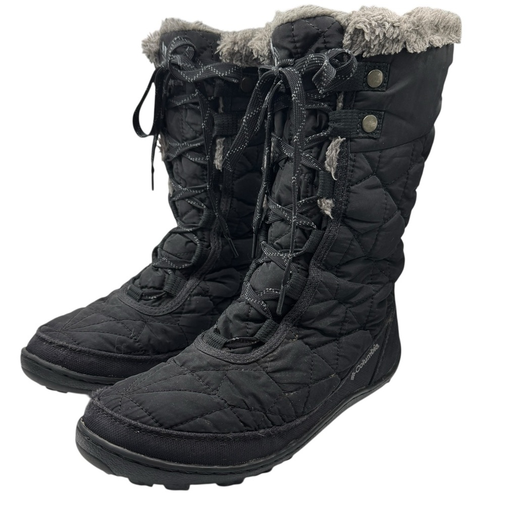 Columbia Women's Quilted Black Winter Boots with Faux Fur Trim - Size 7